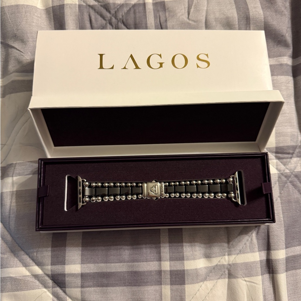 ** REDUCED ** Lagos Black Ceramic and Stainless Steel Watch Bracelet-38 - Picture 5 of 5